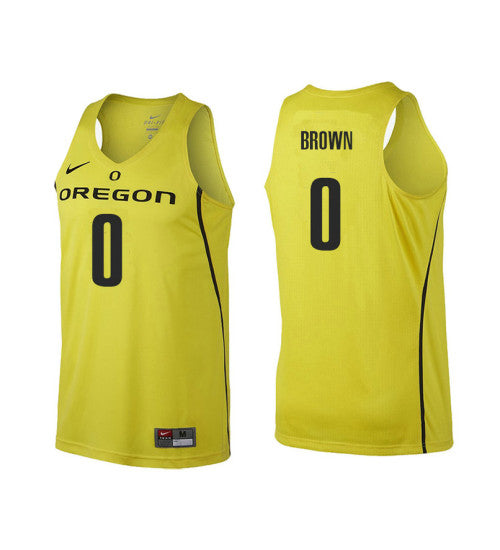 Oregon Ducks 0 Troy Brown College Basketball Jersey Gold retro stitched fan jersey RTJ2665 image 1