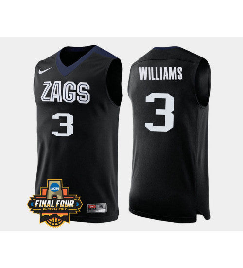 Gonzaga Bulldogs 3 Johnathan Williams Black Alternate College Basketball Jersey retro stitched fan jersey RTJ11115