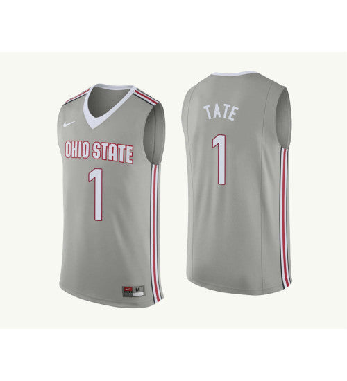 Ohio State Buckeyes 1 Jaesean Tate College Basketball Jersey Gray 3952 retro stitched fan jersey RTJ8697 image 1