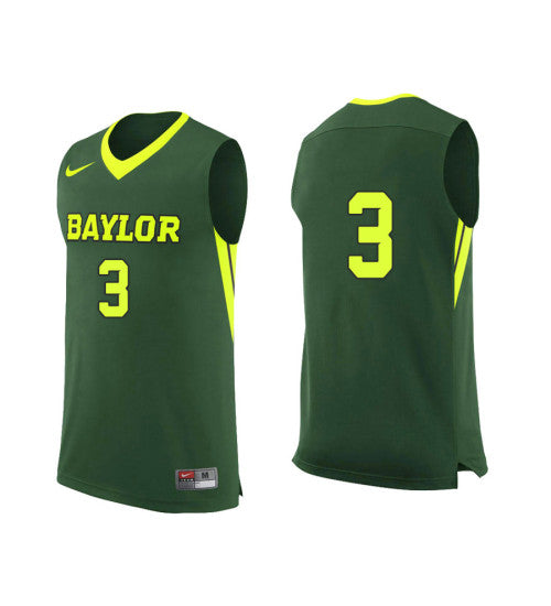 Baylor Bears 3 Jake Lindsey College Basketball Jersey Green retro stitched fan jersey RTJ6276 image 1