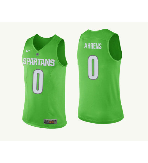 Michigan State Spartans 0 Kyle Ahrens College Basketball Jersey Green retro stitched fan jersey RTJ9797 image 1