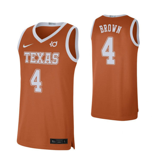 Texas Longhorns 4 Greg Brown Texas Orange College Basketball Jersey 4913 retro stitched fan jersey RTJ7736 image 1