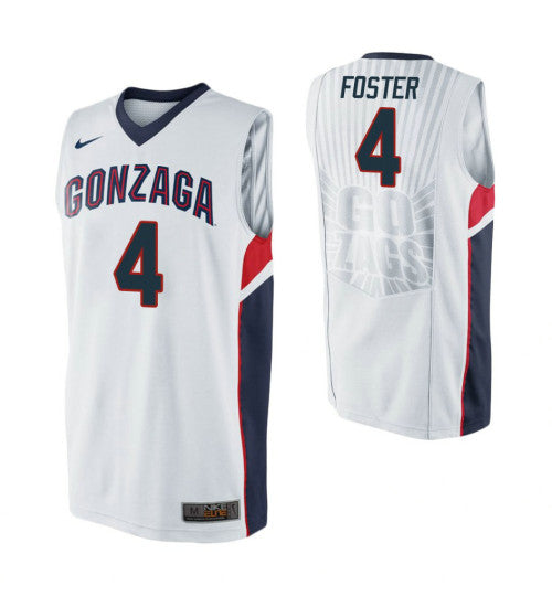 Gonzaga Bulldogs 4 Greg Foster White College Basketball Jersey retro stitched fan jersey RTJ11102 image 1