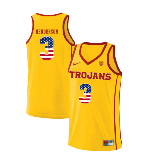 USC Trojans 3 Harrison Henderson College Basketball Jersey Yellow 10991 retro stitched fan jersey RTJ1658 image 1