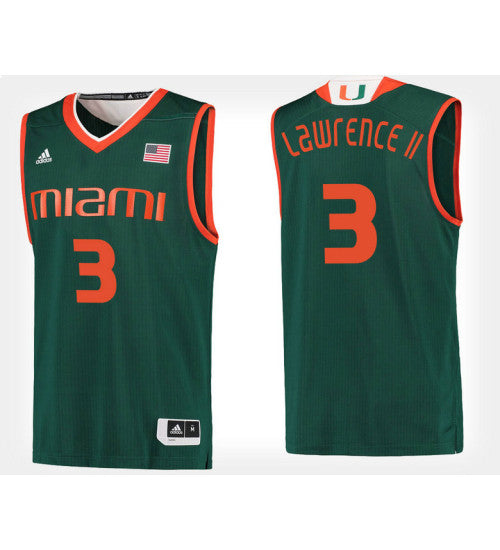 Miami Hurricanes 3 Anthony Lawrence Ii Green Alternate College Basketball Jersey retro stitched fan jersey RTJ4013