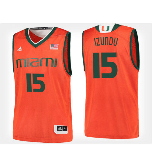 Miami Hurricanes 15 Ebuka Izundu Orange Home College Basketball Jersey retro stitched fan jersey RTJ4042 image 1