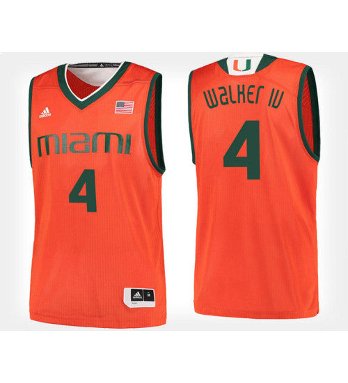 Miami Hurricanes 4 Lonnie Walker Iv Orange Home College Basketball Jersey retro stitched fan jersey RTJ9826 image 1