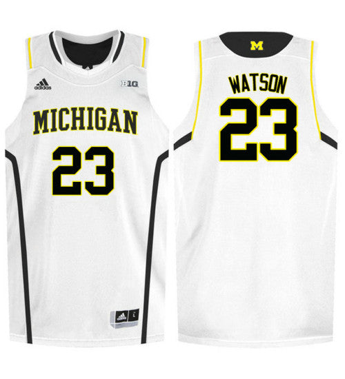 Michigan Wolverines 23 Ibi Watson College Basketball Jersey White 9003 retro stitched fan jersey RTJ3646 image 1