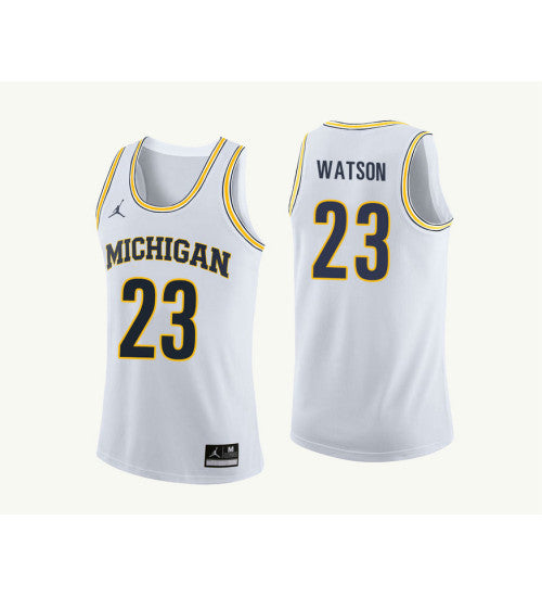 Michigan Wolverines 23 Ibi Watson College Basketball Jersey White 3189 retro stitched fan jersey RTJ9460 image 1