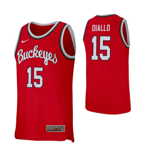 Ibrahima Diallo College Basketball Jersey Scarlet Ohio State Buckeyes retro stitched fan jersey RTJ11028 image 1