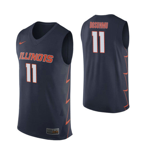Illinois Fighting Illini 11 Ayo Dosunmu Navy College Basketball Jersey retro stitched fan jersey RTJ11015 image 1
