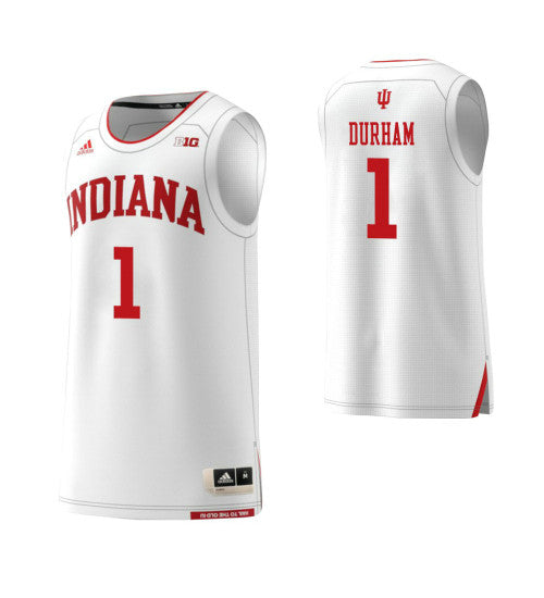 Indiana Hoosiers 1 Aljami Durham College Basketball Jersey White retro stitched fan jersey RTJ10950 image 1