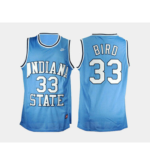 Indiana State Sycamores 33 Larry Bird Blue Road College Basketball Jersey retro stitched fan jersey RTJ4955 image 1