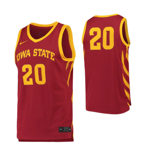 Iowa State Cyclones 20 College Basketball Jersey Crimson retro stitched fan jersey RTJ4941 image 1