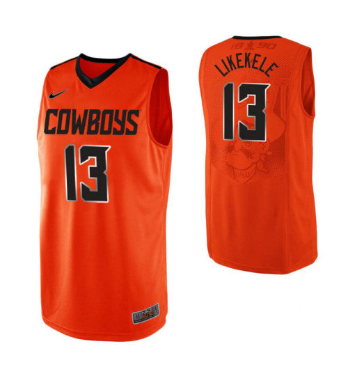 Oklahoma State Cowboys 13 Isaac Likekele College Basketball Jersey Orange retro stitched fan jersey RTJ2692 image 1