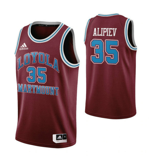 Loyola Marymount Lions 35 Ivan Alipiev Throwback College Basketball Jersey Wine retro stitched fan jersey RTJ10105