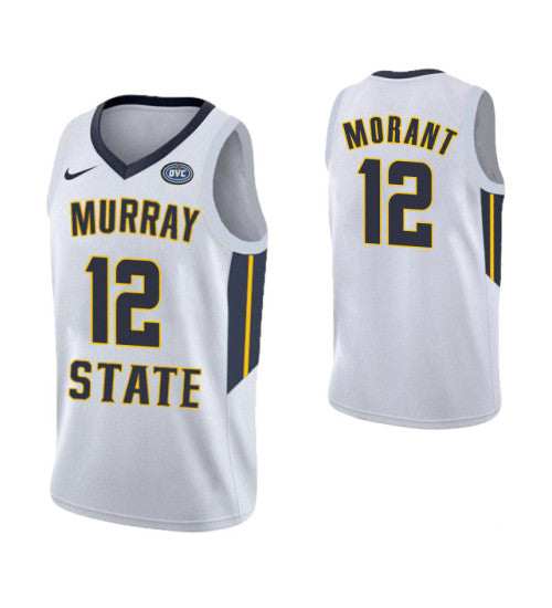 Murray State Racers 12 Ja Morant College Basketball Jersey White retro stitched fan jersey RTJ9209 image 1
