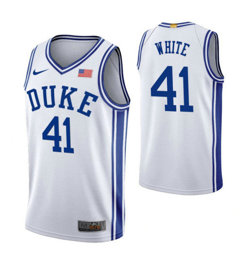 Duke Blue Devils 41 Jack White White College Basketball Jersey 1156 retro stitched fan jersey RTJ11493 image 1