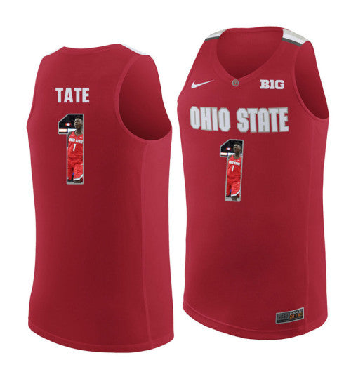 Ohio State Buckeyes 1 Jaesean Tate College Basketball Jersey Red 3953 retro stitched fan jersey RTJ8696 image 1