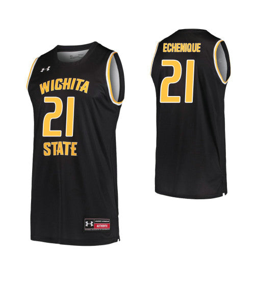 Wichita State Shockers 21 Jaime Echenique Black College Basketball Jersey retro stitched fan jersey RTJ6850 image 1