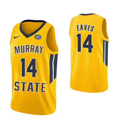 Murray State Racers 14 Jaiveon Eaves College Basketball Jersey Yellow retro stitched fan jersey RTJ3391 image 1