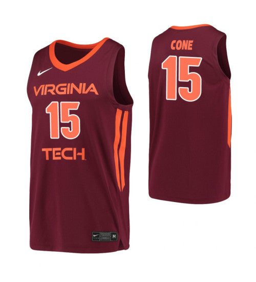 Virginia Tech Hokies 15 Jalen Cone Maroon College Basketball Jersey retro stitched fan jersey RTJ7073 image 1