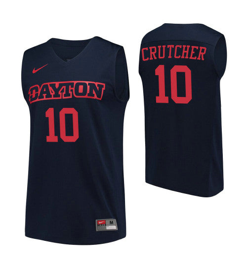 Dayton Flyers 10 Jalen Crutcher College Basketball Jersey Navy retro stitched fan jersey RTJ11682 image 1