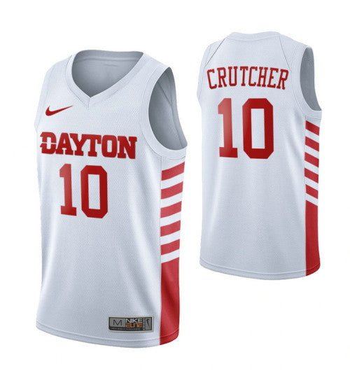 Dayton Flyers 10 Jalen Crutcher College Basketball Jersey White retro stitched fan jersey RTJ11680 image 1