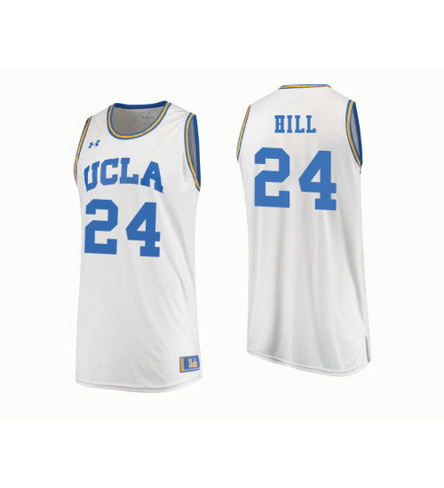 UCLA Bruins 24 Jalen Hill College Basketball Jersey White retro stitched fan jersey RTJ7574 image 1