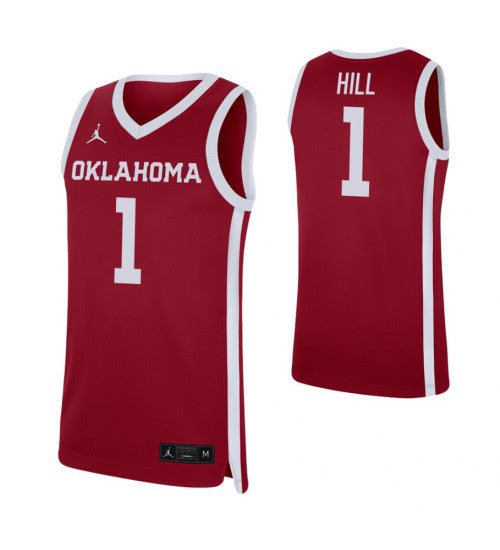 Jalen Hill College Basketball Jersey Crimson Oklahoma Sooners retro stitched fan jersey RTJ4911 image 1