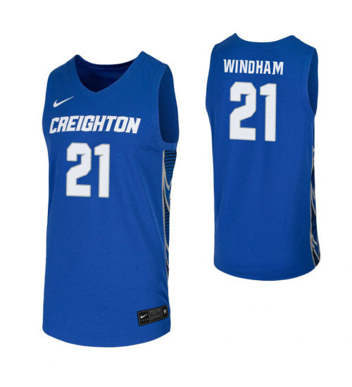 Creighton Bluejays 21 Jalen Windham Royal College Basketball Jersey retro stitched fan jersey RTJ11791 image 1