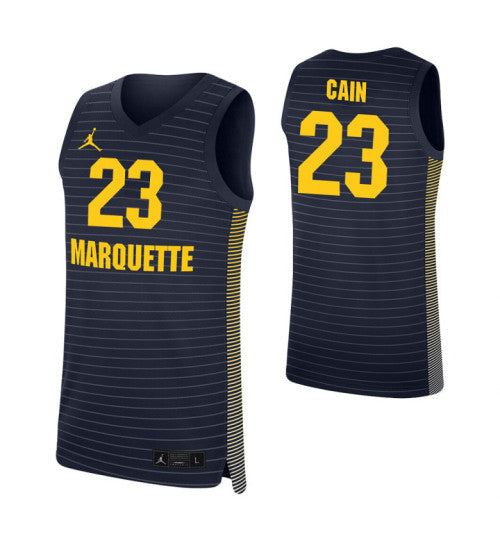 Marquette Golden Eagles 23 Jamal Cain Navy College Basketball Jersey retro stitched fan jersey RTJ10008 image 1