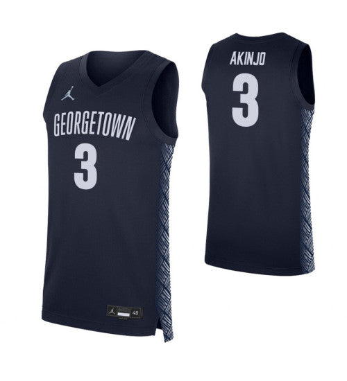 Georgetown Hoyas 3 James Akinjo Navy College Basketball Jersey retro stitched fan jersey RTJ11224 image 1