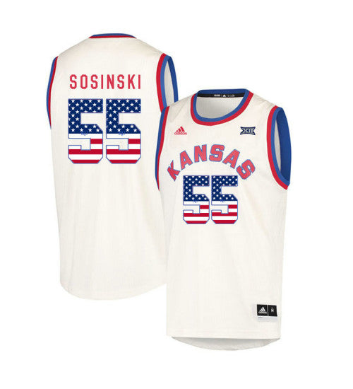 Kansas Jayhawks 55 James Sosinski College Basketball Jersey Cream retro stitched fan jersey RTJ4667 image 1