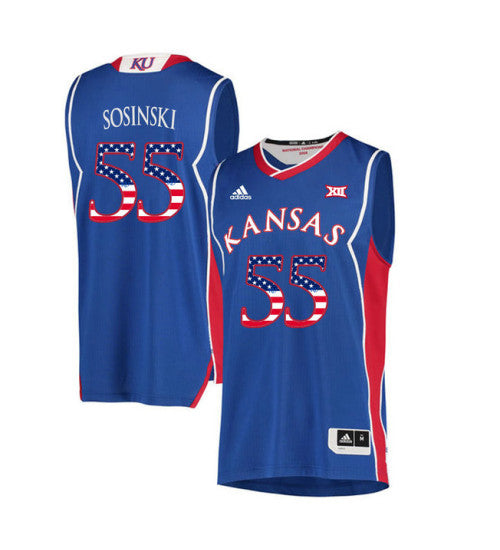 Kansas Jayhawks 55 James Sosinski College Basketball Jersey Royal retro stitched fan jersey RTJ10534 image 1