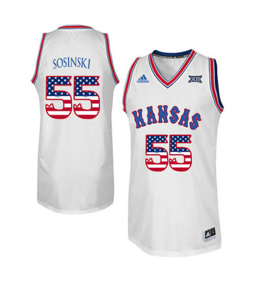 Kansas Jayhawks 55 James Sosinski College Basketball Jersey White retro stitched fan jersey RTJ4665 image 1