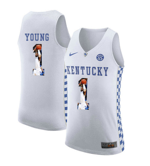 Kentucky Wildcats 1 James Young College Basketball Jersey White retro stitched fan jersey RTJ10423 image 1