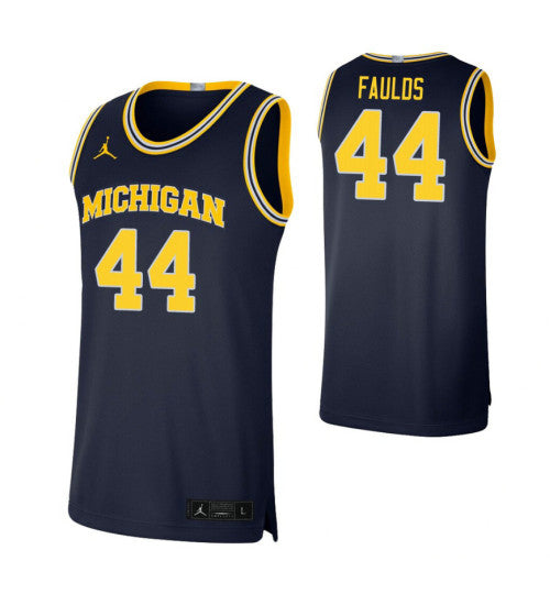 Michigan Wolverines 44 Jaron Faulds Limited College Basketball Jersey Navy retro stitched fan jersey RTJ9344 image 1