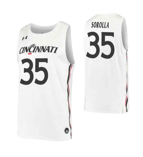 Cincinnati Bearcats 35 Jaume Sorolla White College Basketball Jersey retro stitched fan jersey RTJ5991 image 1