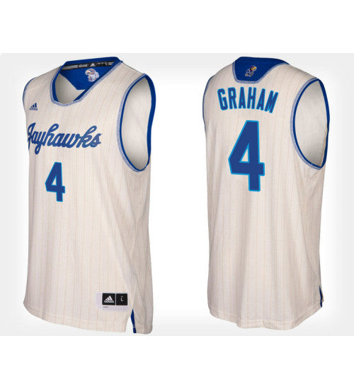 Kansas Jayhawks 4 Devonte Graham Cream Alternate College Basketball Jersey retro stitched fan jersey RTJ4692 image 1