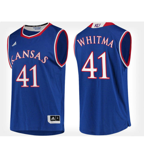 Kansas Jayhawks 41 Jack Whitman Blue Home College Basketball Jersey retro stitched fan jersey RTJ4684 image 1
