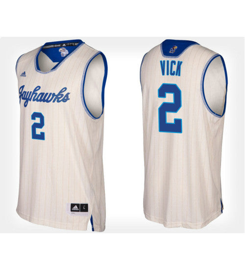 Kansas Jayhawks 2 Lagerald Vick Cream Alternate College Basketball Jersey retro stitched fan jersey RTJ4772 image 1