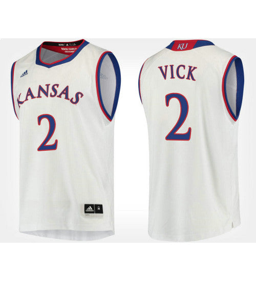 Kansas Jayhawks 2 Lagerald Vick White Road College Basketball Jersey retro stitched fan jersey RTJ10639 image 1