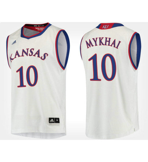 Kansas Jayhawks 10 Sviatoslav Mykhailiuk White Road College Basketball Jersey retro stitched fan jersey RTJ10680 image