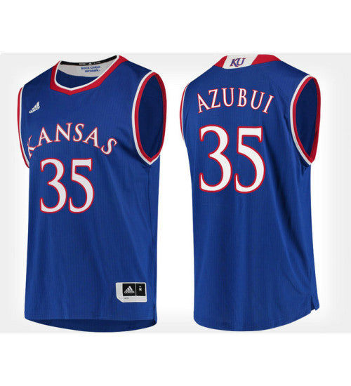 Kansas Jayhawks 35 Udoka Azubuike Blue Home College Basketball Jersey retro stitched fan jersey RTJ4701 image 1