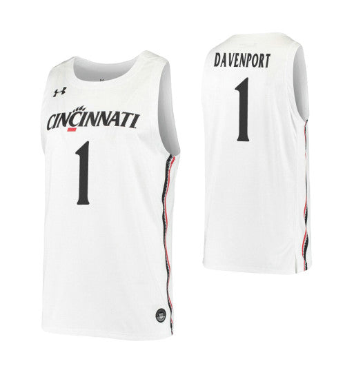 Cincinnati Bearcats 1 Jeremiah Davenport White College Basketball Jersey retro stitched fan jersey RTJ11930 image 1