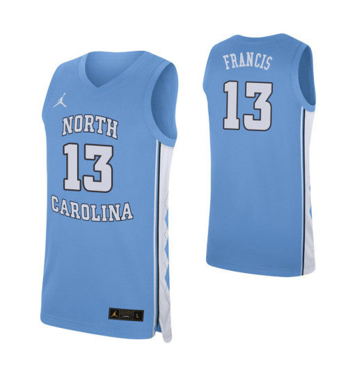 North Carolina Tar Heels 13 Jeremiah Francis Carolina Blue College Basketball Jersey 3621 retro stitched fan jersey