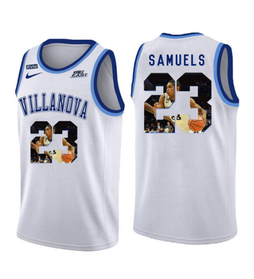 Villanova Wildcats 23 Jermaine Samuels College Basketball Jersey White 11191 retro stitched fan jersey RTJ1458 image 1