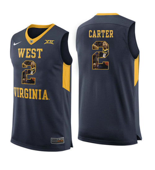West Virginia Mountaineers 2 Jevon Carter College Basketball Jersey Navy 11447 retro stitched fan jersey RTJ1202 image