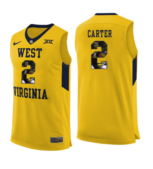 West Virginia Mountaineers 2 Jevon Carter College Basketball Jersey Yellow 11453 retro stitched fan jersey RTJ1196